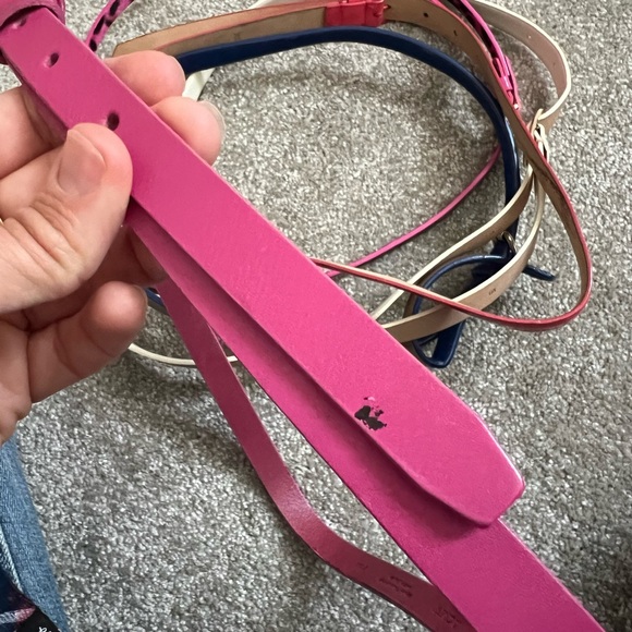 J. Crew Skinny Belts. Set of 5- Pink, Blue, White, Leopard & Hot Pink - Picture 4 of 5